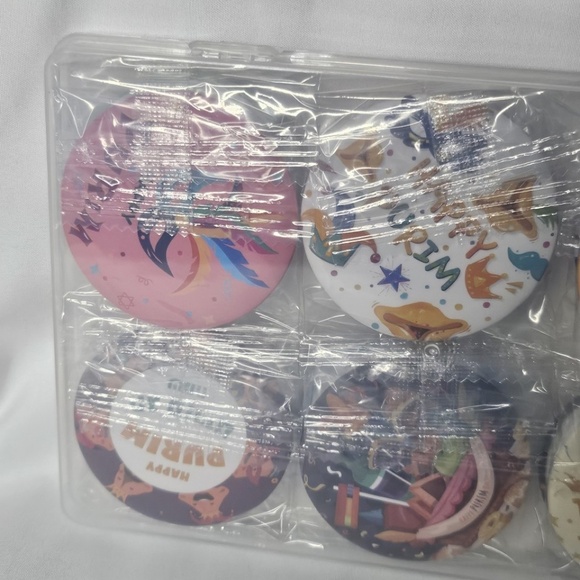 New Set of 12 Happy Purim Pinback Buttons Kit Party Favor Jewish Holiday - Picture 7 of 7